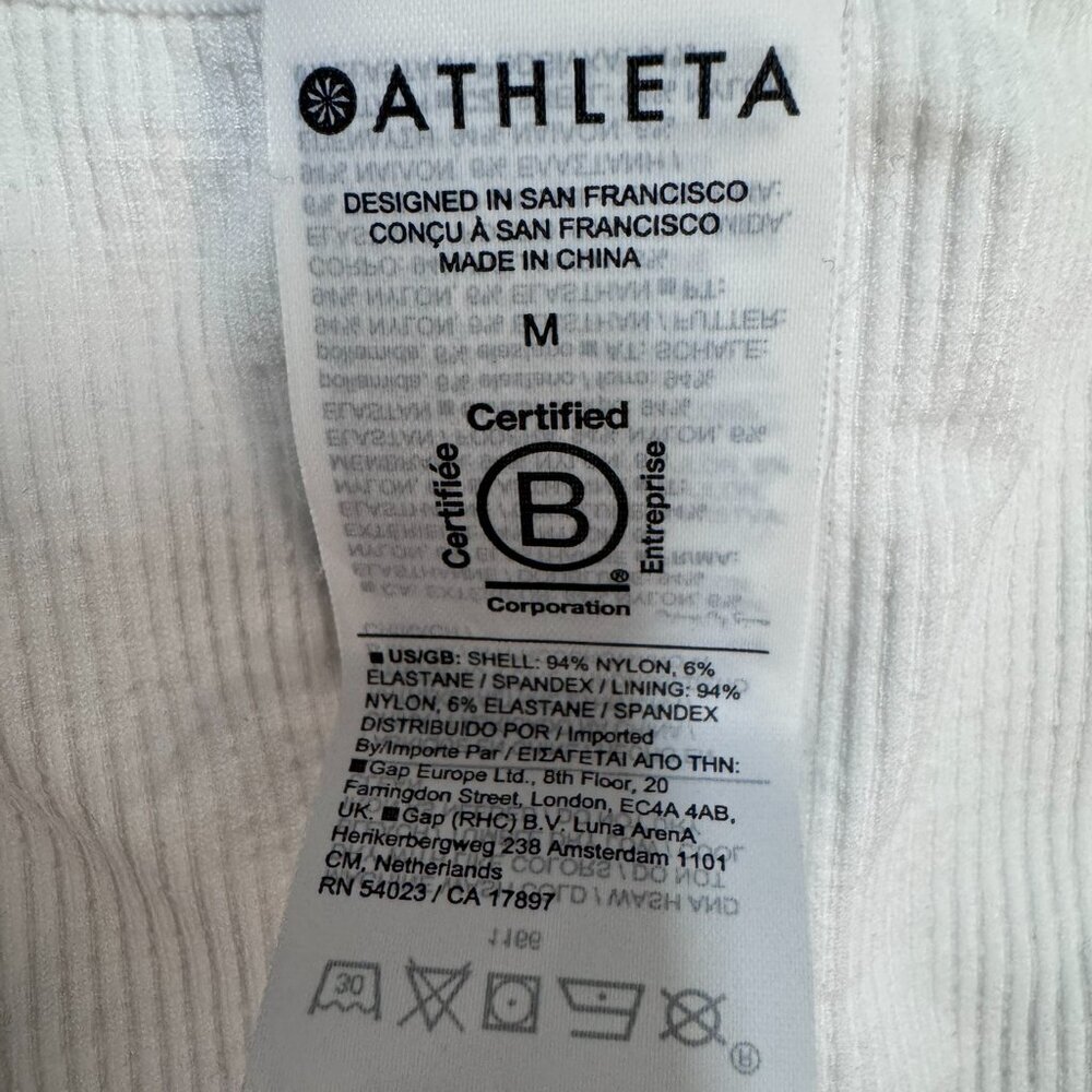 EUC Athleta White Ribbed Seamless Tank Top โ Size M - Picture 4 of 4